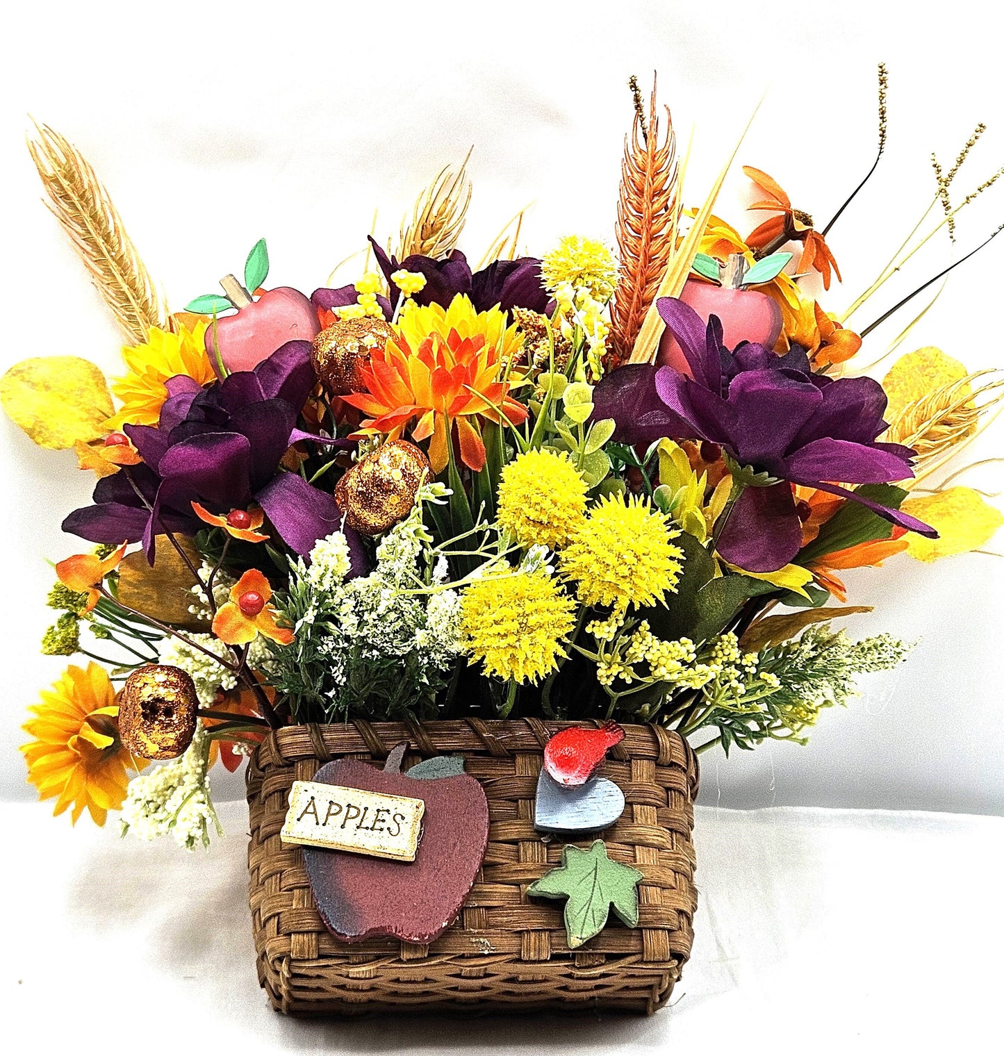 Handmade Floral Arrangement in a Hanging Basket for Kitchen, Home Decor or Special Occasion Gift/Birthday, Housewarming, Get Well