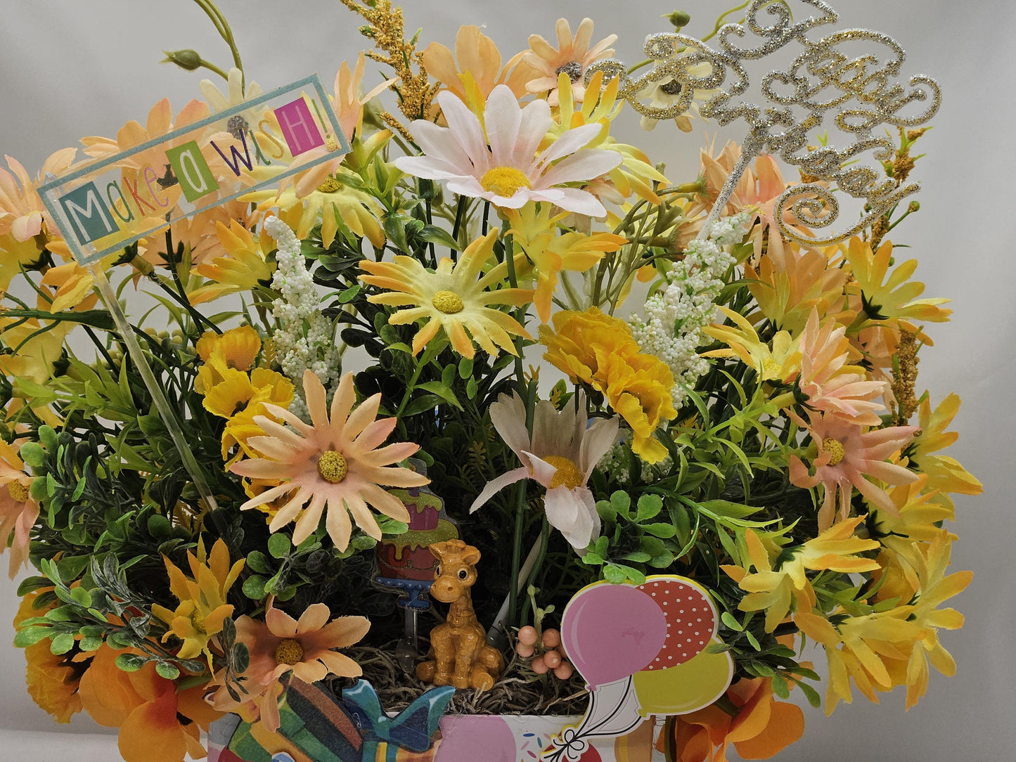 Happy Birthday Floral Arrangements/Gift in a Box/Two Options, Colorful Wildflowers or Delicate Dahlias/Other Blooms/Birthday Accents