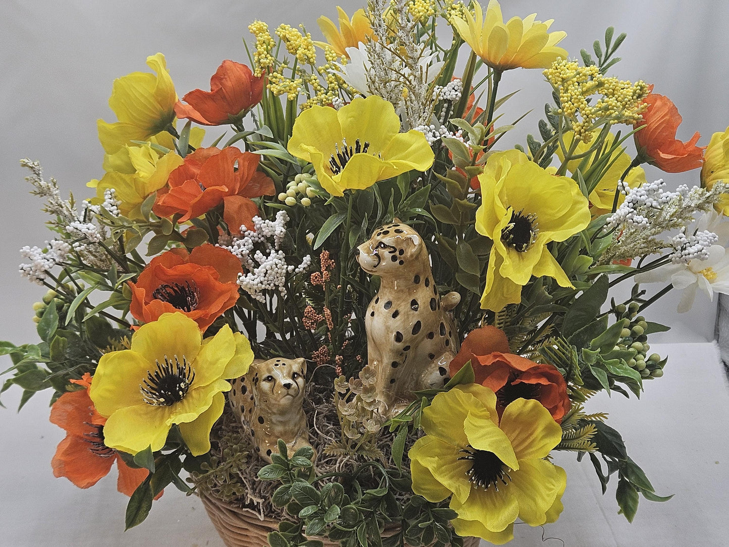 Majestic Cheetah Family Art, Baby Cheetah with Mom, Spring Florals Decor, Nature Lover's Gift, Great Home Decor