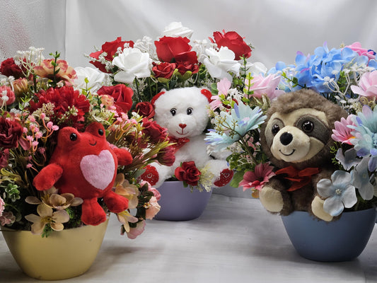 Vibrant Flower Gift Idea, Happy/B irthday/Thinking of You/Happy Mother's Day/You are Special/3 Choices/Frog/Sloth/Teddy Bear/Cheerful/Bright