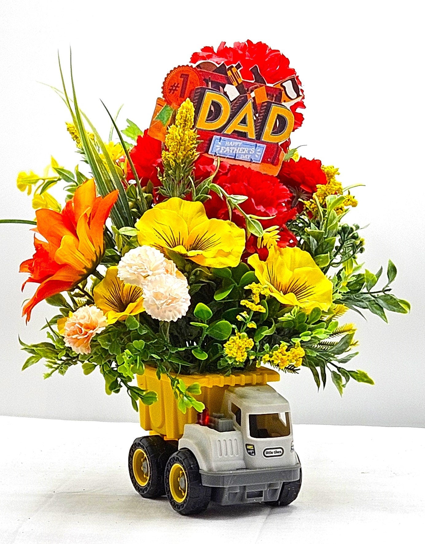 Masculine Father's Day Gift, Dump Truck With Wildflowers2 Options to Choose, Multi-color Wildflowers, Unique Debonair Gift