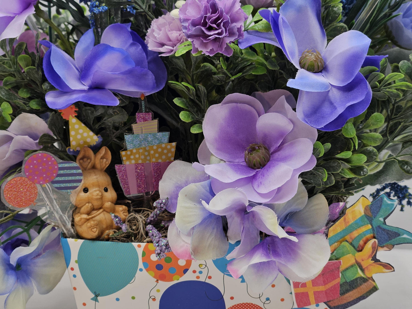 Happy Birthday Floral Arrangements/Gift in a Box/Two Options, Colorful Wildflowers or Delicate Dahlias/Other Blooms/Birthday Accents