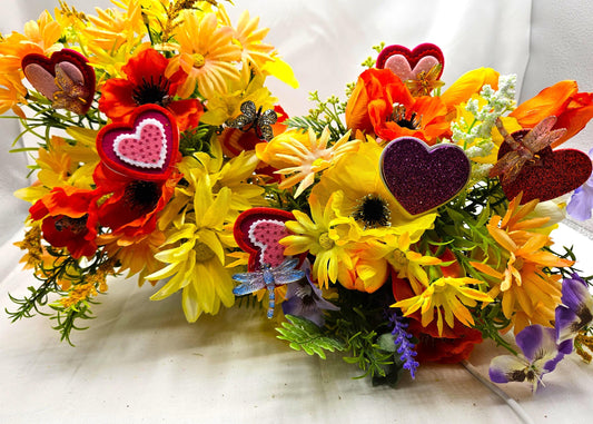Love Messages with Mailbox Flower Arrangements, Valentine Gifts, Butterflies, Wild Flowers Tulips, Heart Day