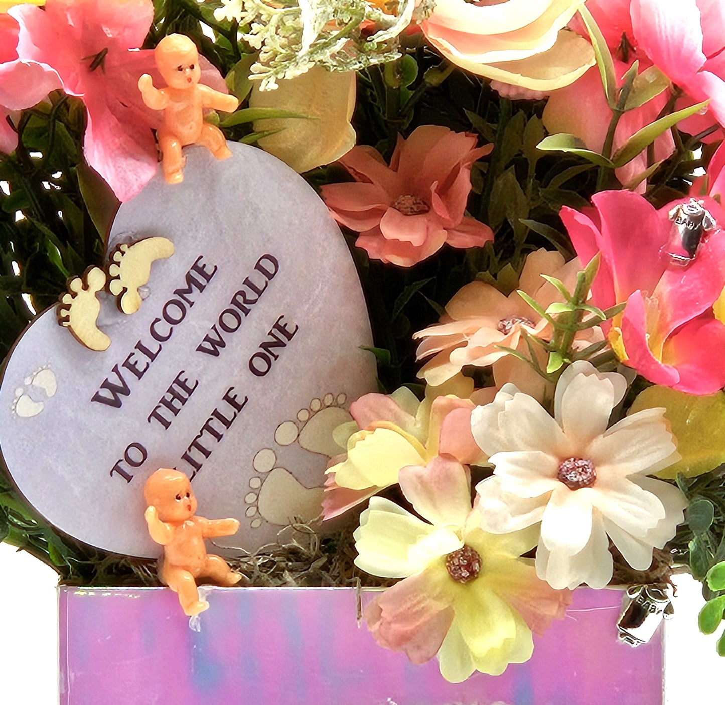 Welcome Baby Flower Arrangement, Boy or Girl Option, Baby Shower Gift/Welcome to the World, Little One, Blue/Yellow or Pink/Yellow