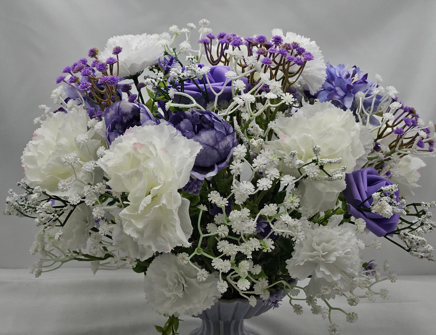 Lovers in a Floral Garden, 2 Options/A Boy's Proposal in Blue/White or Couple Reading in Pink/White/Silk/Foam Roses/Multiple Flowers/Greens