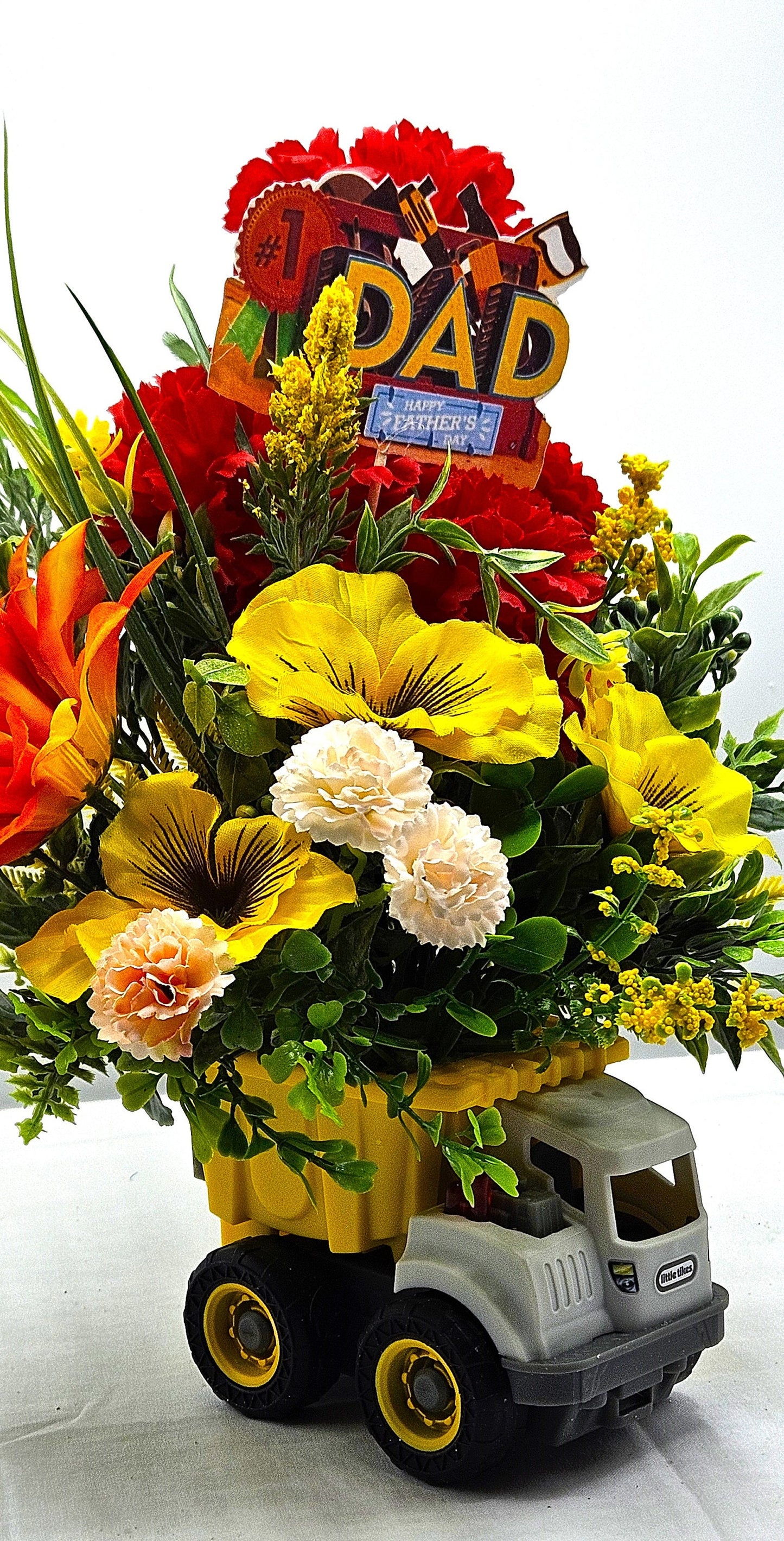 Masculine Father's Day Gift, Dump Truck With Wildflowers2 Options to Choose, Multi-color Wildflowers, Unique Debonair Gift