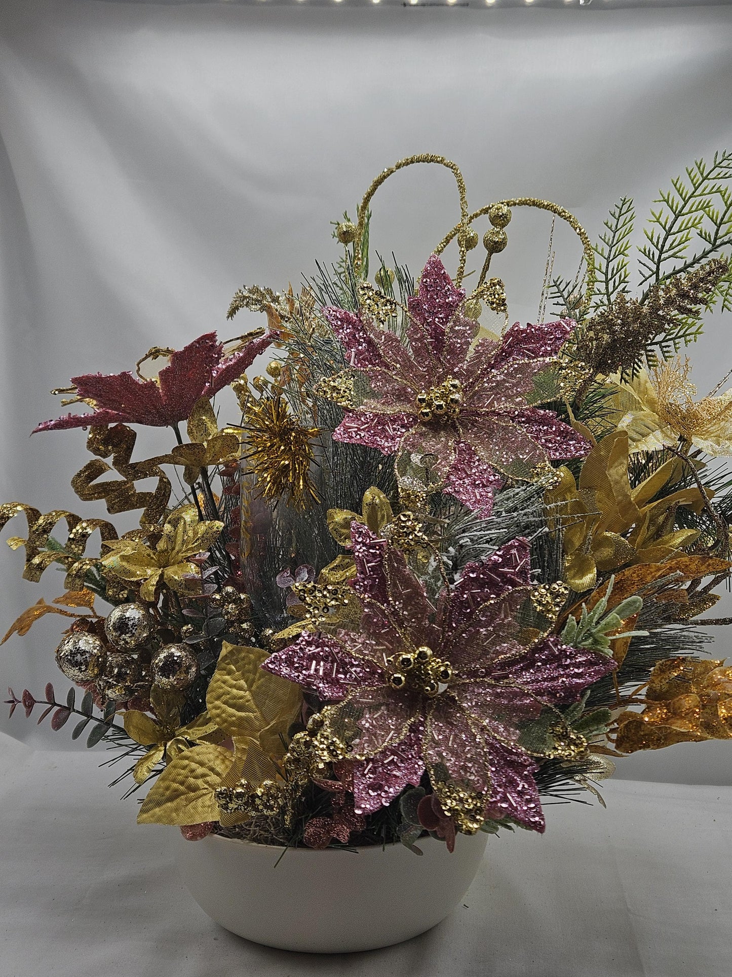 Congratulatory Centerpiece, 2 Options, Gold or Silver, New Year Toast/sparkly Silver or Gold Flowers/Accents/Celebrate in 2025