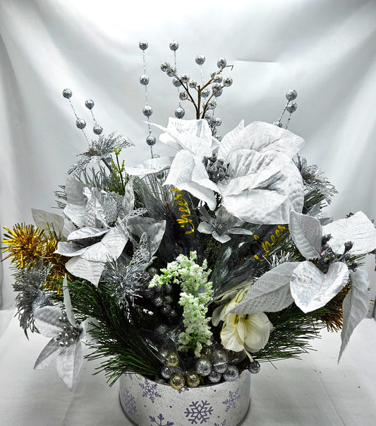 Congratulatory Centerpiece, 2 Options, Gold or Silver, New Year Toast/sparkly Silver or Gold Flowers/Accents/Celebrate in 2025