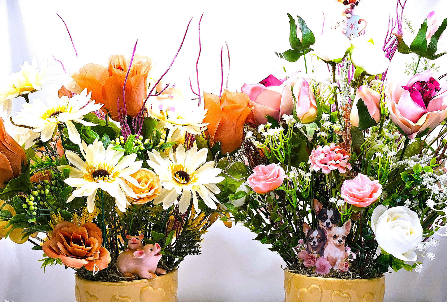 Say It With Flowers/Unique Gifts for Any Occasion/Two Options - Cute Mom/Baby Pig or Adorable Chihuahua Pups/Bithday, Get Well, Love You