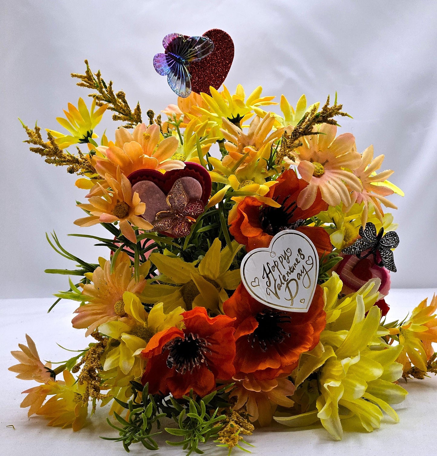 Love Messages with Mailbox Flower Arrangements, Valentine Gifts, Butterflies, Wild Flowers Tulips, Heart Day