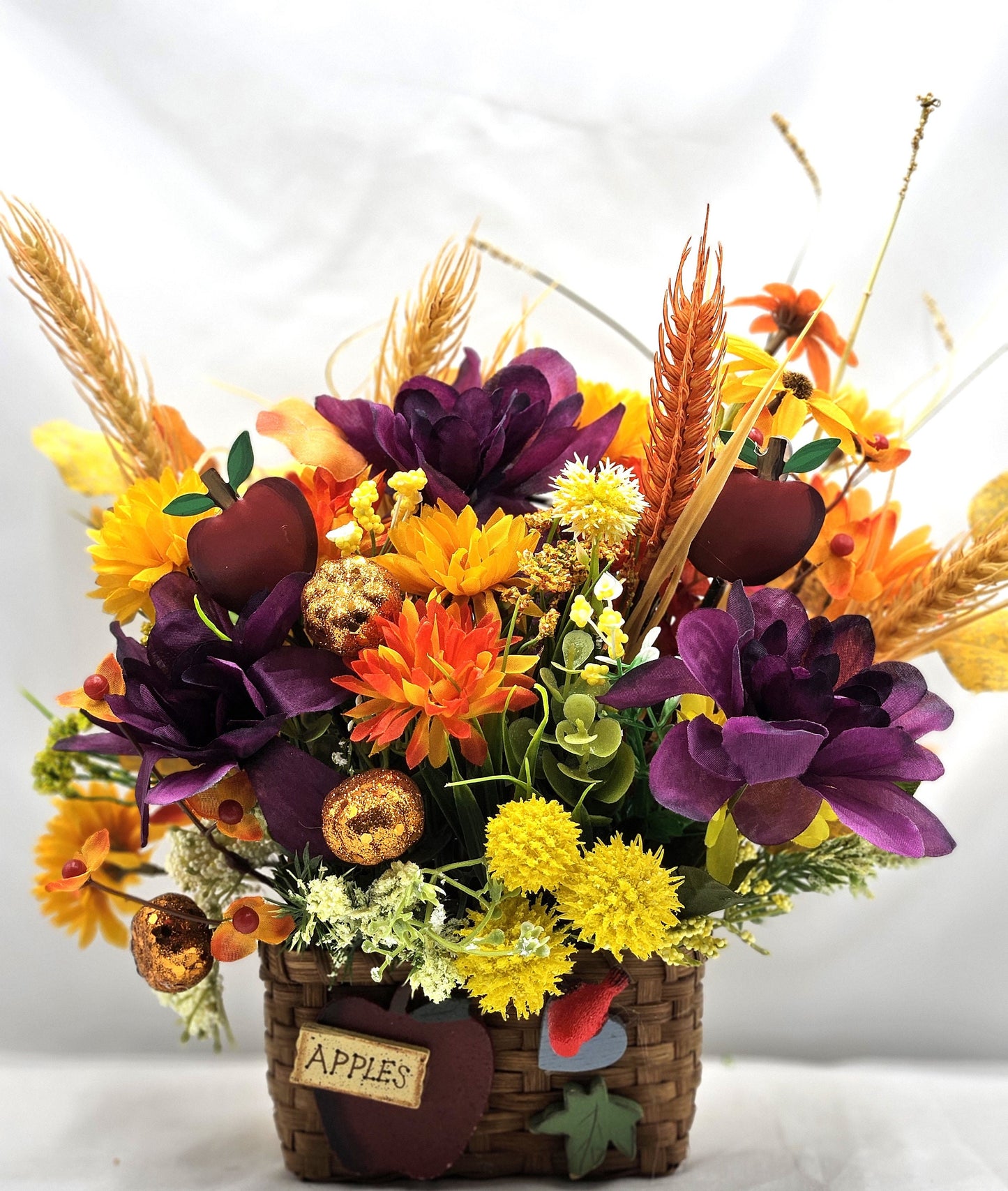 Handmade Floral Arrangement in a Hanging Basket for Kitchen, Home Decor or Special Occasion Gift/Birthday, Housewarming, Get Well