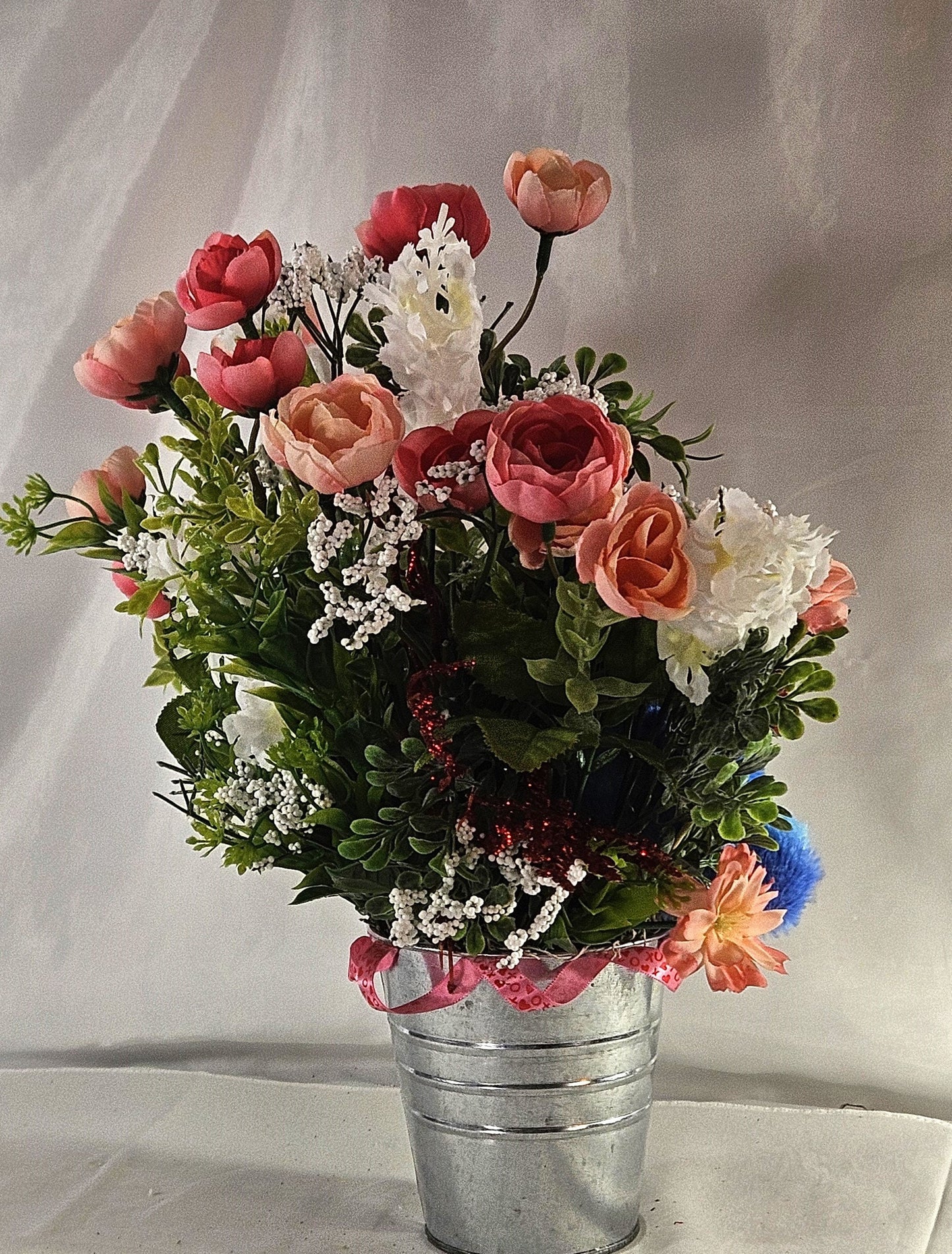 Romantic Sloth Flower Arrangement with Sloth, Romanntic Flower Arrangement with Peonies/White Florals