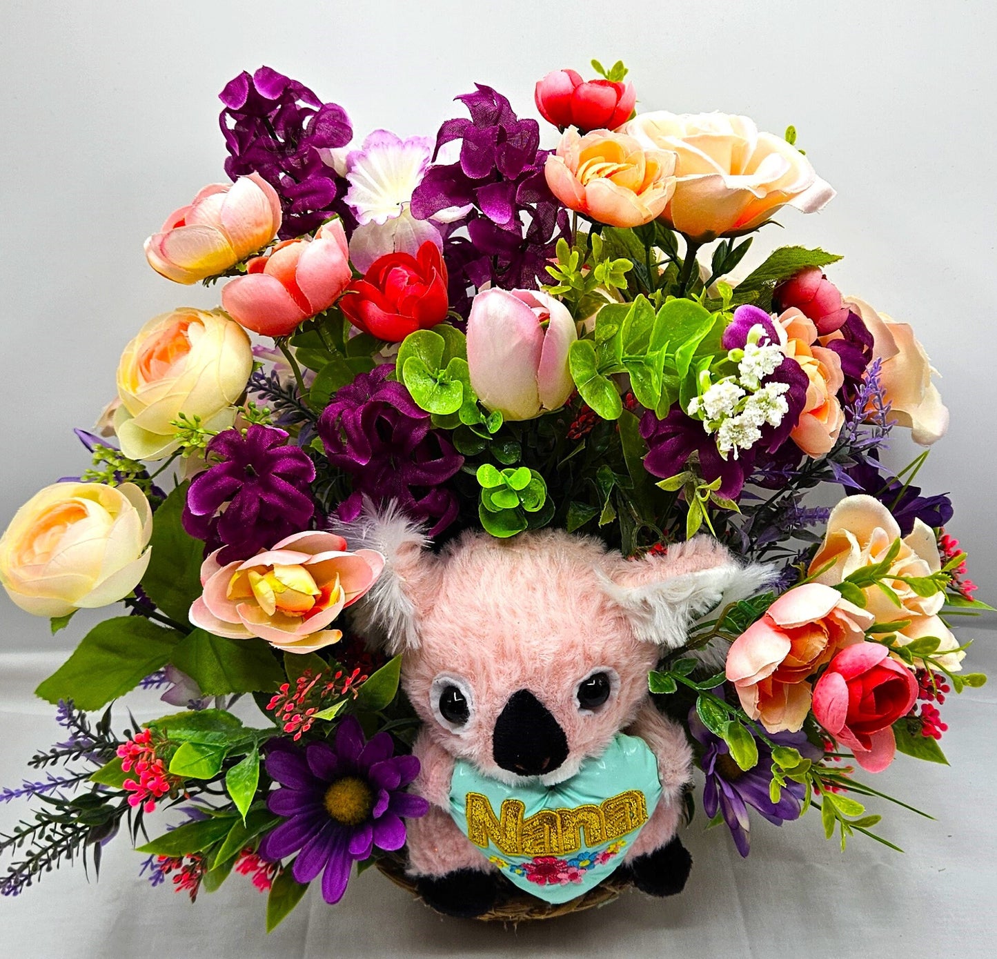 Nana Floral Arangement, Pin/Peach/Lila/Purple Flower Arrangement, Gift for Nana or Grandma, Birhtday Gift or any Occasion