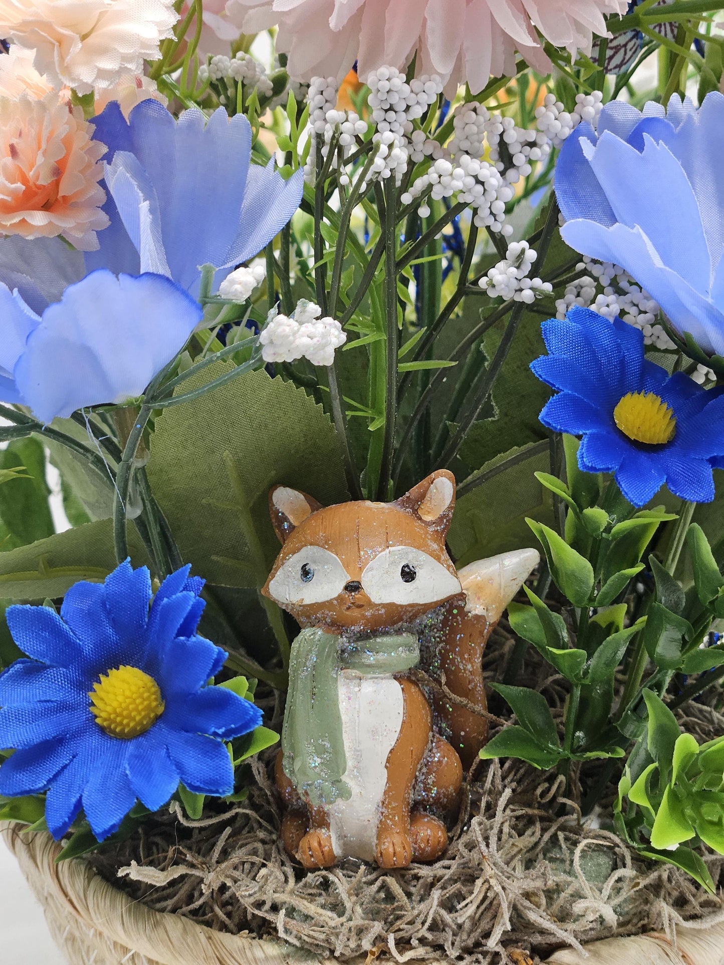 Get Well/Feel Better Floral Arrangements, 2 Options, Cute Fox Theme/Pink/Blue Florals Or Fluffy Cat Theme/Pink/Green Florals/Glitter/Signs