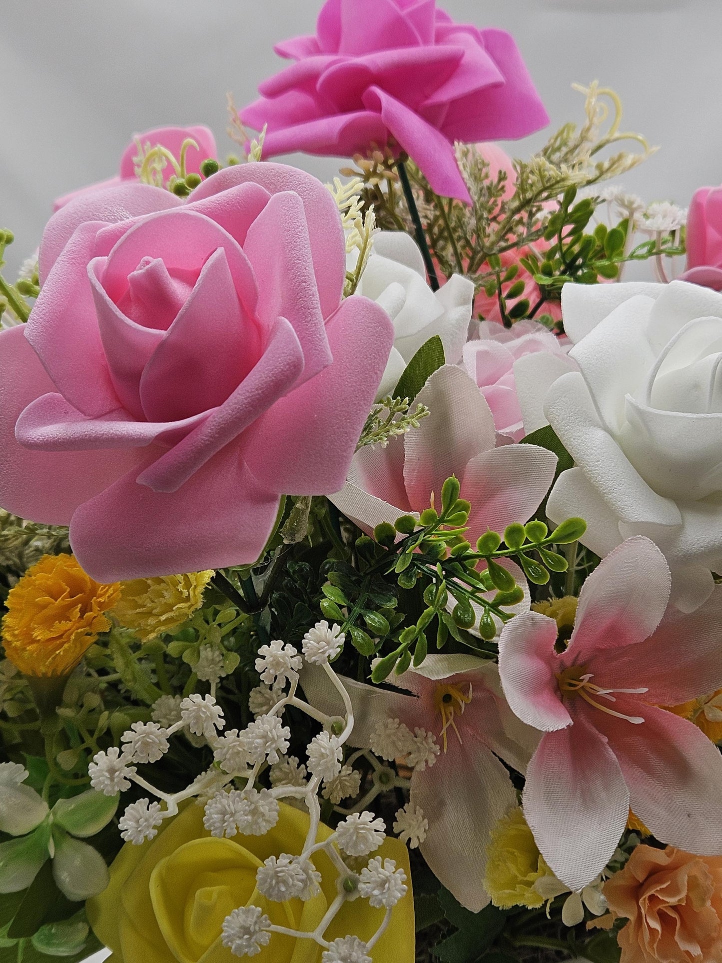 Cheerful or Shy Goose Figure Pedestal Bowl/Twoo Options/Blue/Purple or Pink/White/Lilies, Roses, Other Florals, Greenery, Baby's Breath