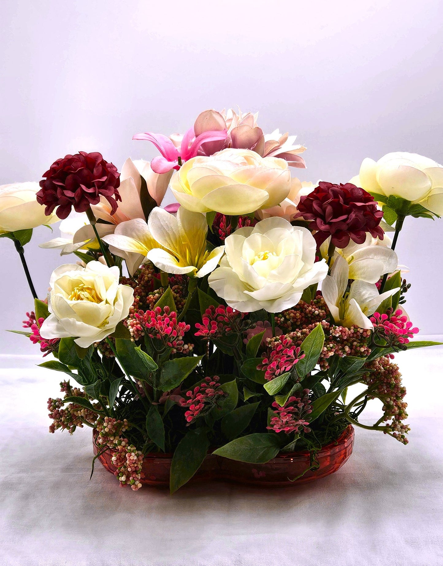 Charming Floral Arrangement in Heart-Shaped Dish, 3 Choices,  Pick from Bunnies or Llamas, Deer SOLD, Gift for Her, Any Occasion