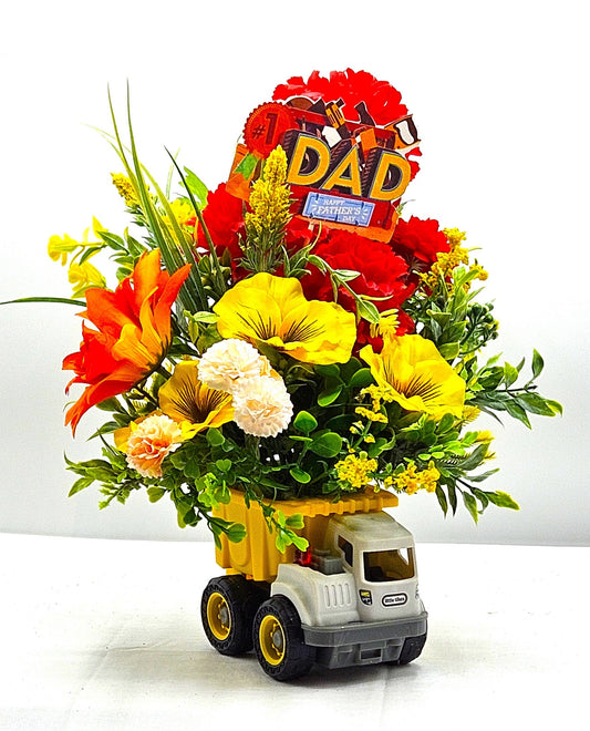 Masculine Father's Day Gift, Dump Truck With Wildflowers2 Options to Choose, Multi-color Wildflowers, Unique Debonair Gift