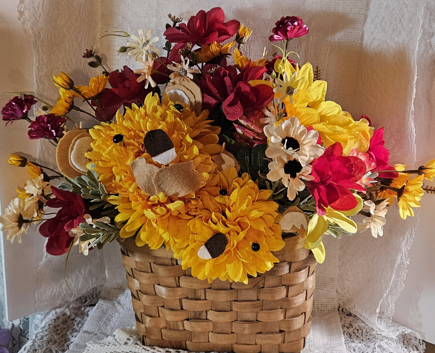 Artificial Flower Arrangement Centerpiece Featuring Faux Carnation Koala Mom & Baby