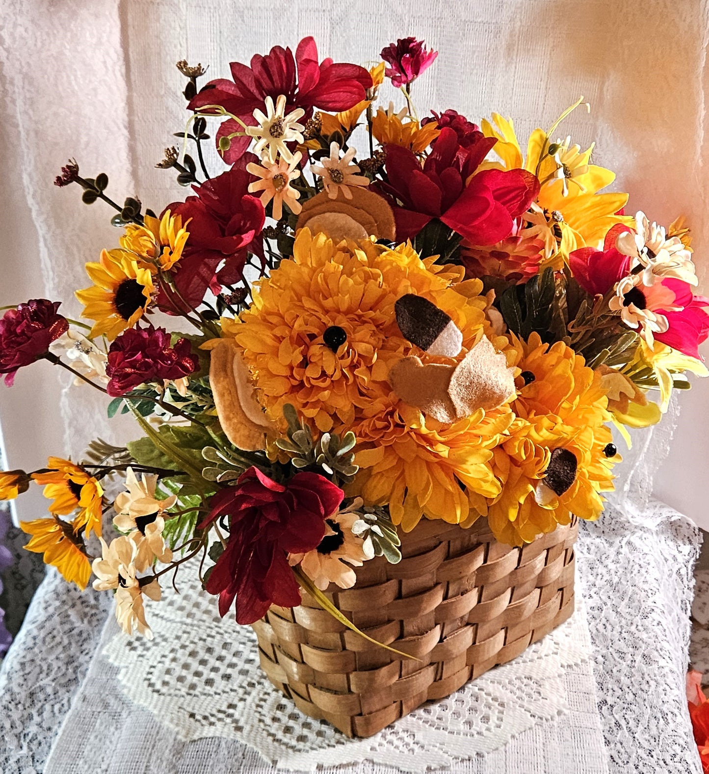 Artificial Flower Arrangement Centerpiece Featuring Faux Carnation Koala Mom & Baby