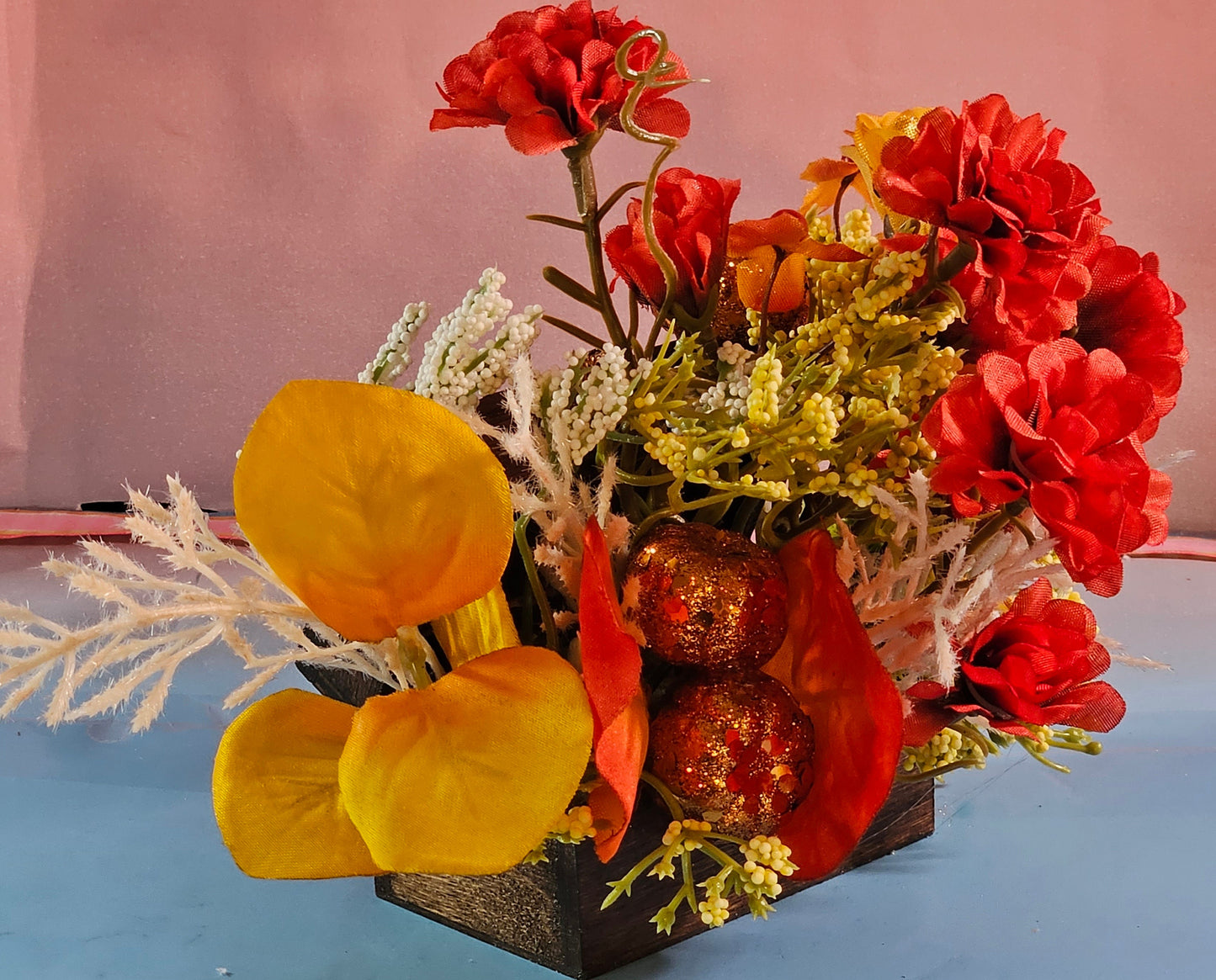 Autumn Fall  Flower Arrangement in a Small Treasure Chest, Great Little Fall Gift
