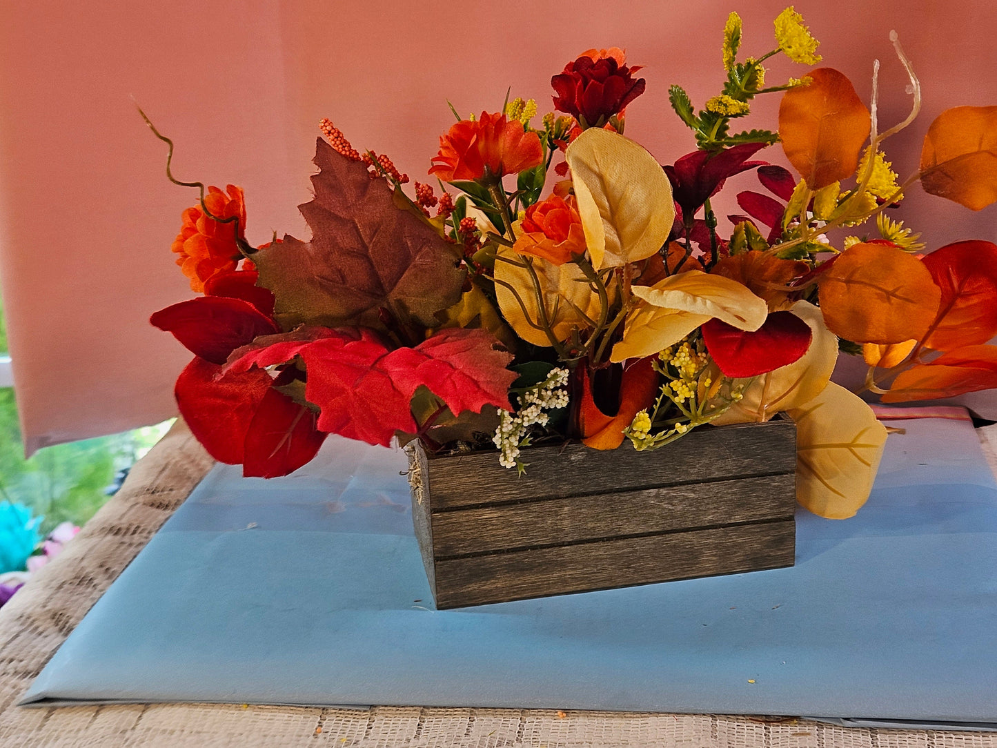 Artificial Flower Arrangement with Retriever Dog