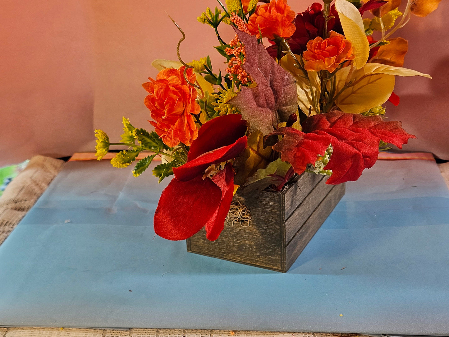 Artificial Flower Arrangement with Retriever Dog