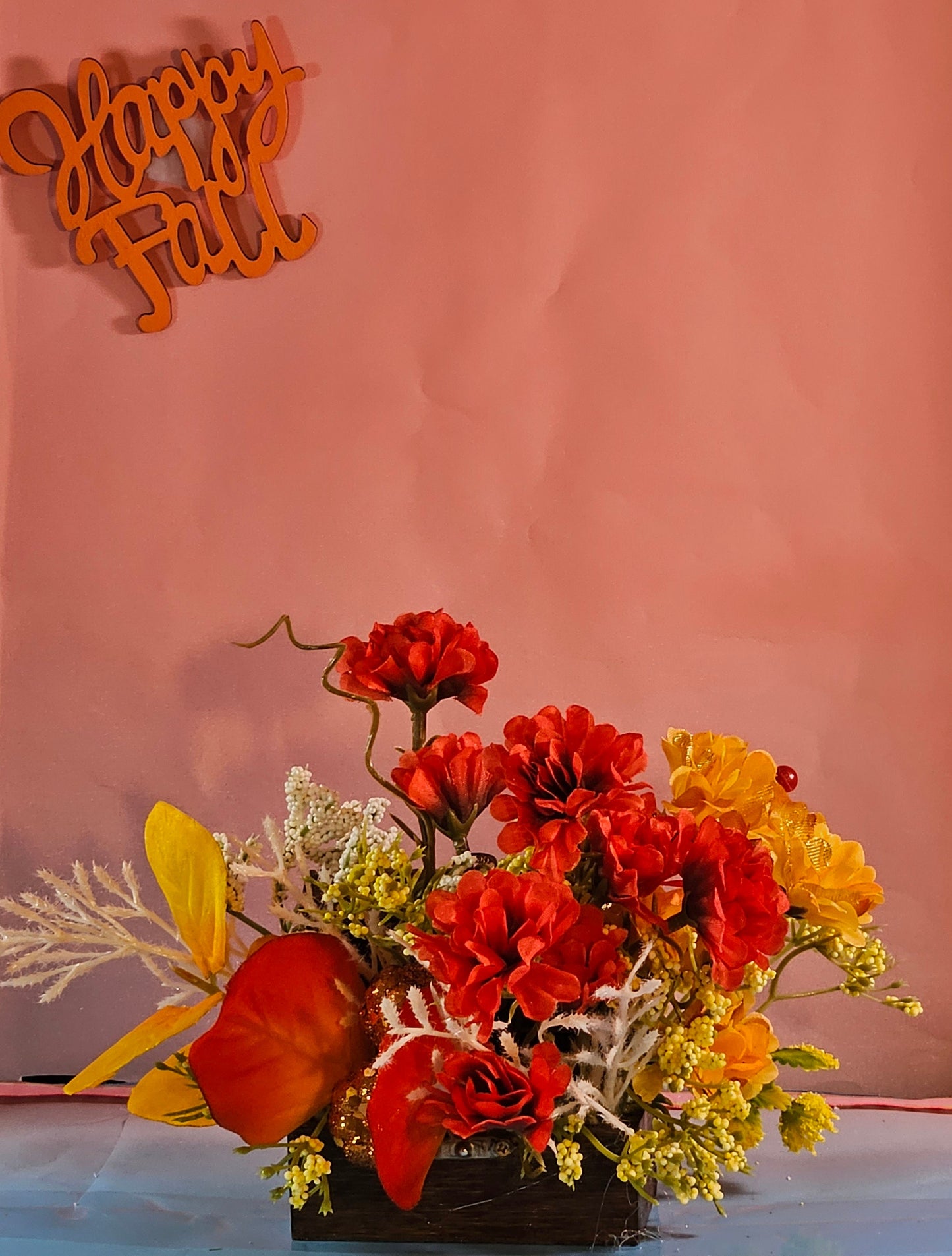 Autumn Fall  Flower Arrangement in a Small Treasure Chest, Great Little Fall Gift