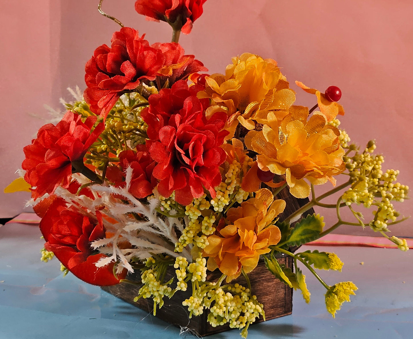 Autumn Fall  Flower Arrangement in a Small Treasure Chest, Great Little Fall Gift