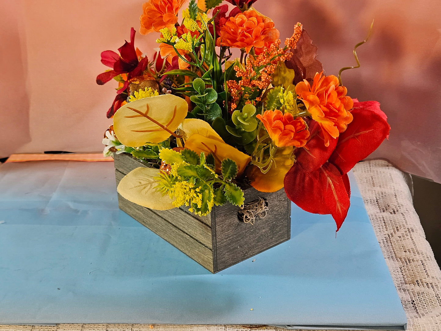 Artificial Flower Arrangement with Retriever Dog