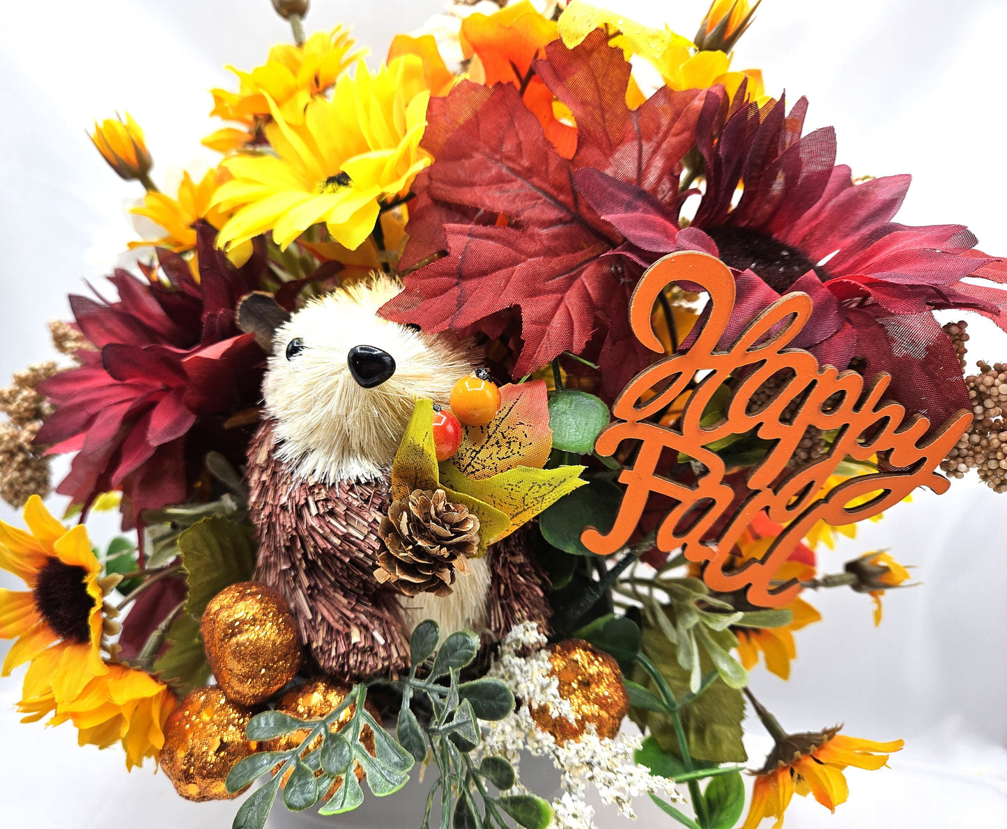 Fall Autumn Sunflower Floral Arrangement with Adorable Porcupine, Great  Fall Home or Office Decor, Great Gift For Nature Lover