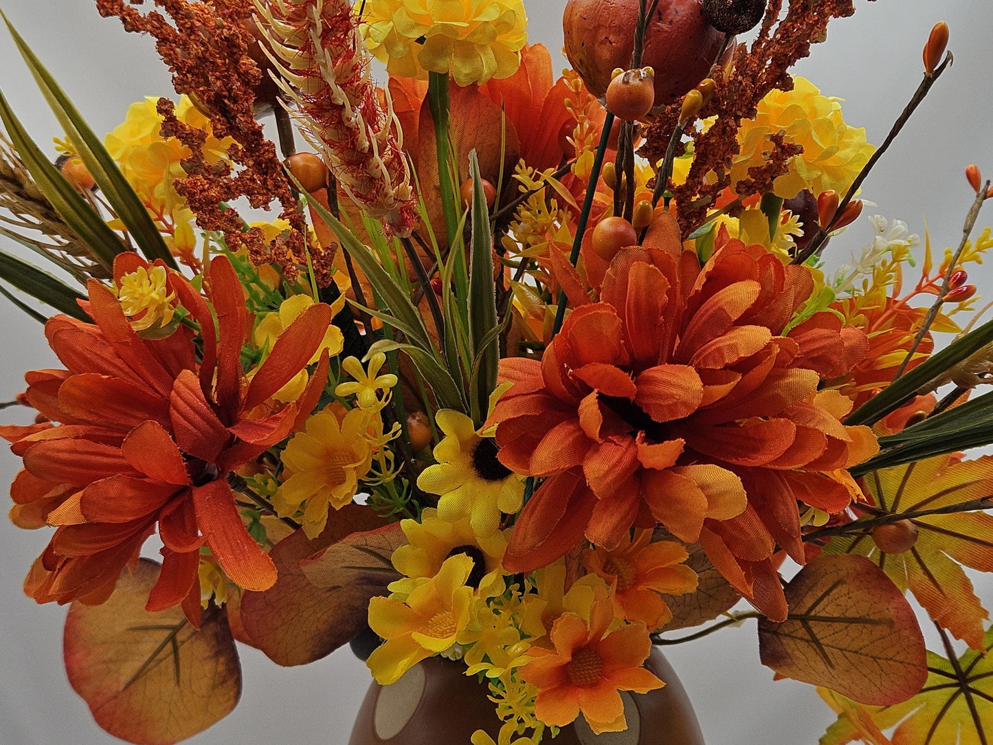 Ceramic Mushroom Pots Filled with Sunflowers, Mums, Pumpkins, Other Fall/Autumn Decor, Pick From 2 Options, Home/Office Fall Decor or Gift
