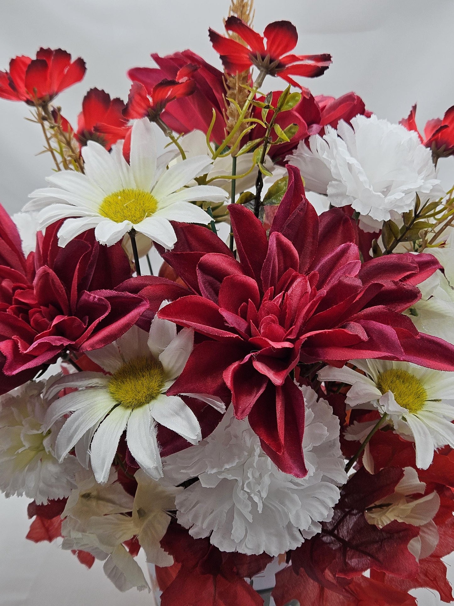 Autumn is Calling Tin Filled with Red and White Mums/Fall Flowers, Large Pumpkin, Great Fall Centerpiece Home/Office Decor, Party Fall Gift
