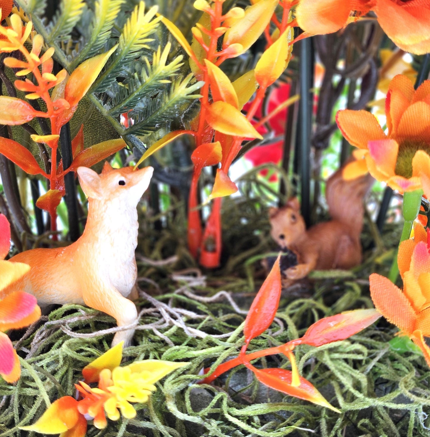Ceramic Pumpkin Dish w/Autumn/Fall Flowers, Leaves, Accents, Happy Fall Sign, 2 Options, Fox or Squirrel Figures, Fall Lovers Decor/Gift