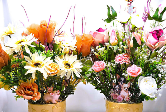 Say It With Flowers/Unique Gifts for Any Occasion/Two Options - Cute Mom/Baby Pig or Adorable Chihuahua Pups/Bithday, Get Well, Love You
