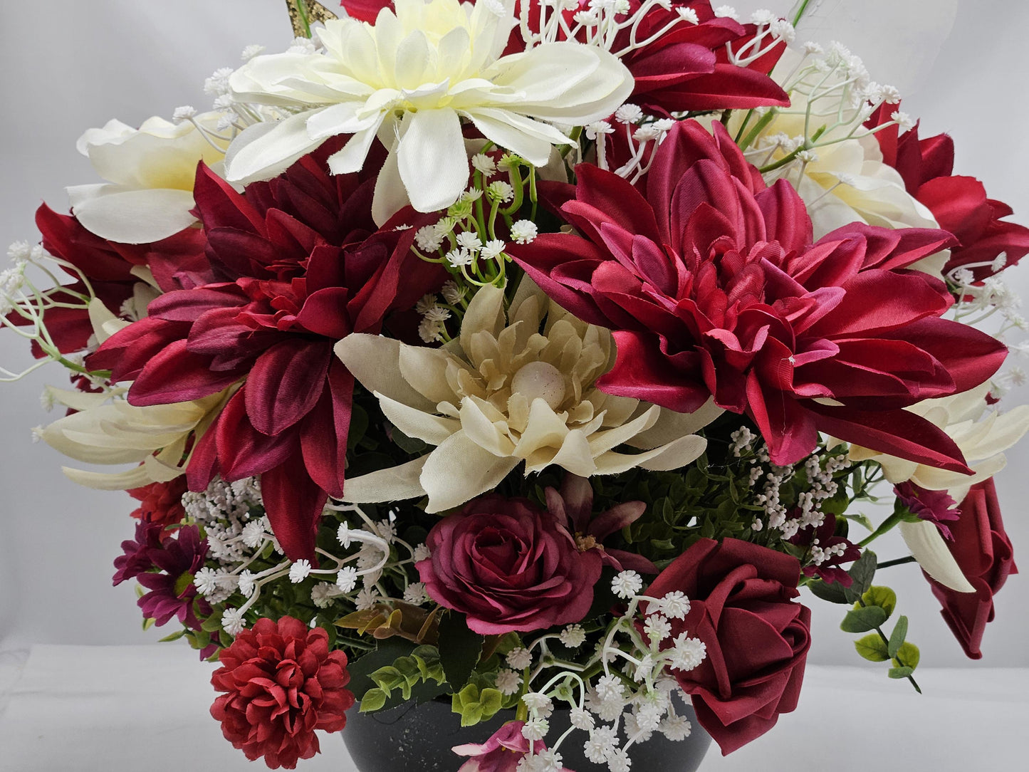 Maroon & Cream Graduate Bear Centerpiece, Card Holder Flower Decor, Unique Graduation Gift Idea, Grad Gift and  Keepsake