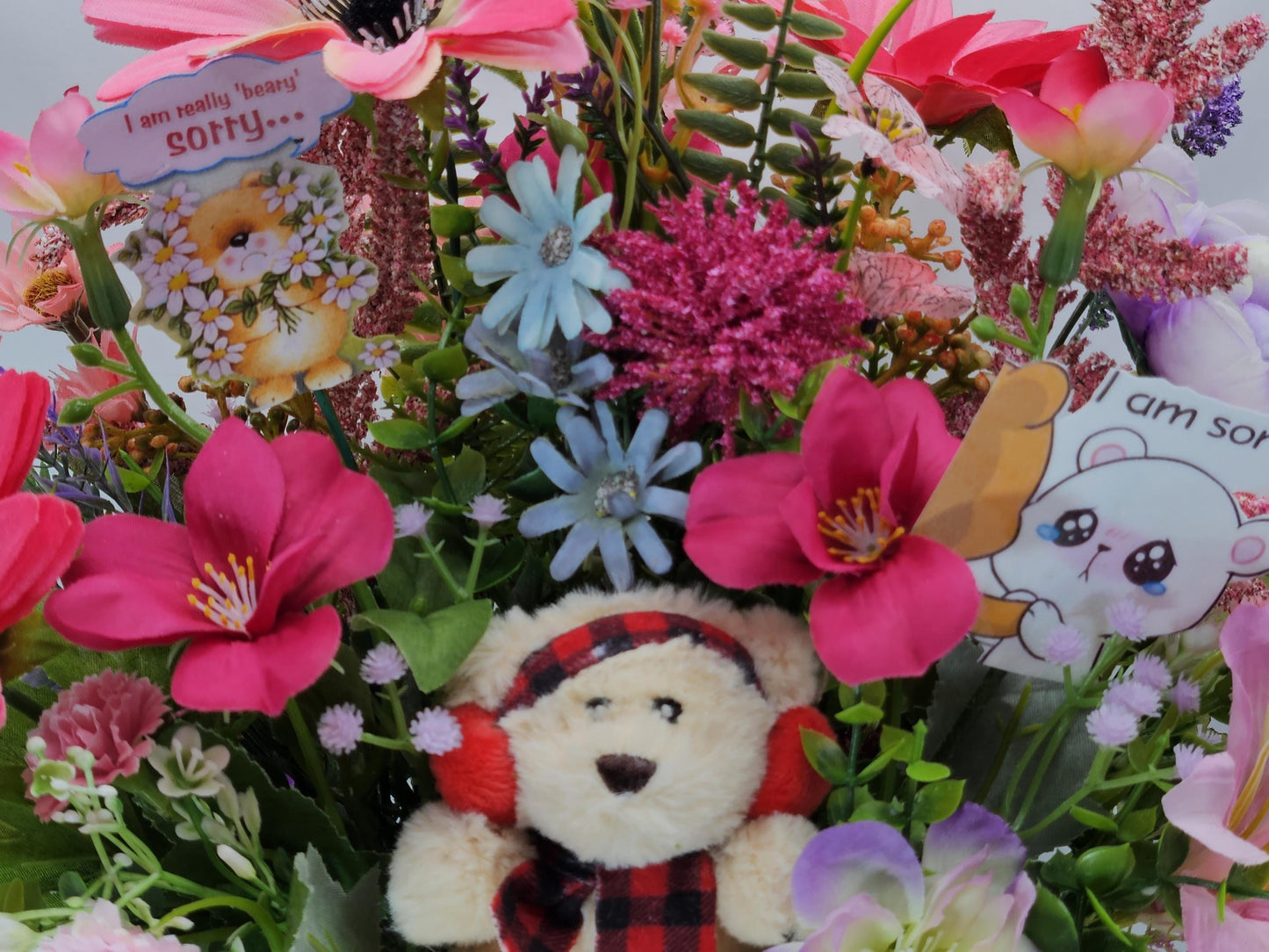 Apology Flower Arrangement: Teddy Bear or Woodland Creatures