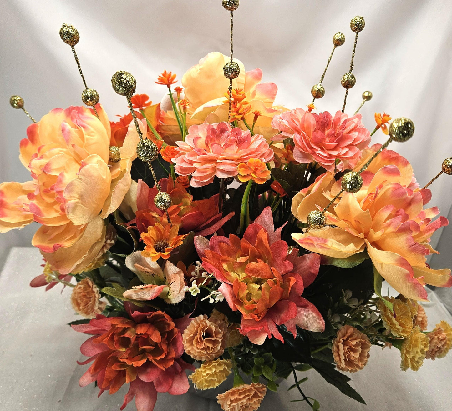 Celebrate the Majestic Elephant Flower Centerpiece/2 options/Modern or Nostalgic Elephant Design/Orange/Yellow or Coffee/Tan Flowers/Greens