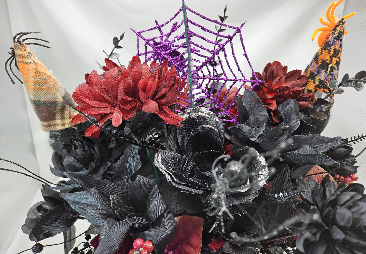 Eerie Halloween Floral Arrangement: Dracula Bowl, Gnomes & Spiders