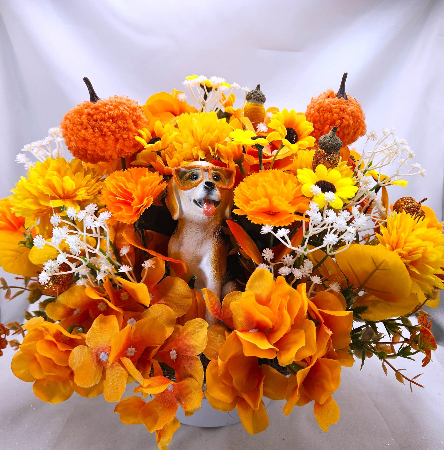 Dog in Pumpkin Centerpiece: Fall Floral Decor, Sunglasses Dogs