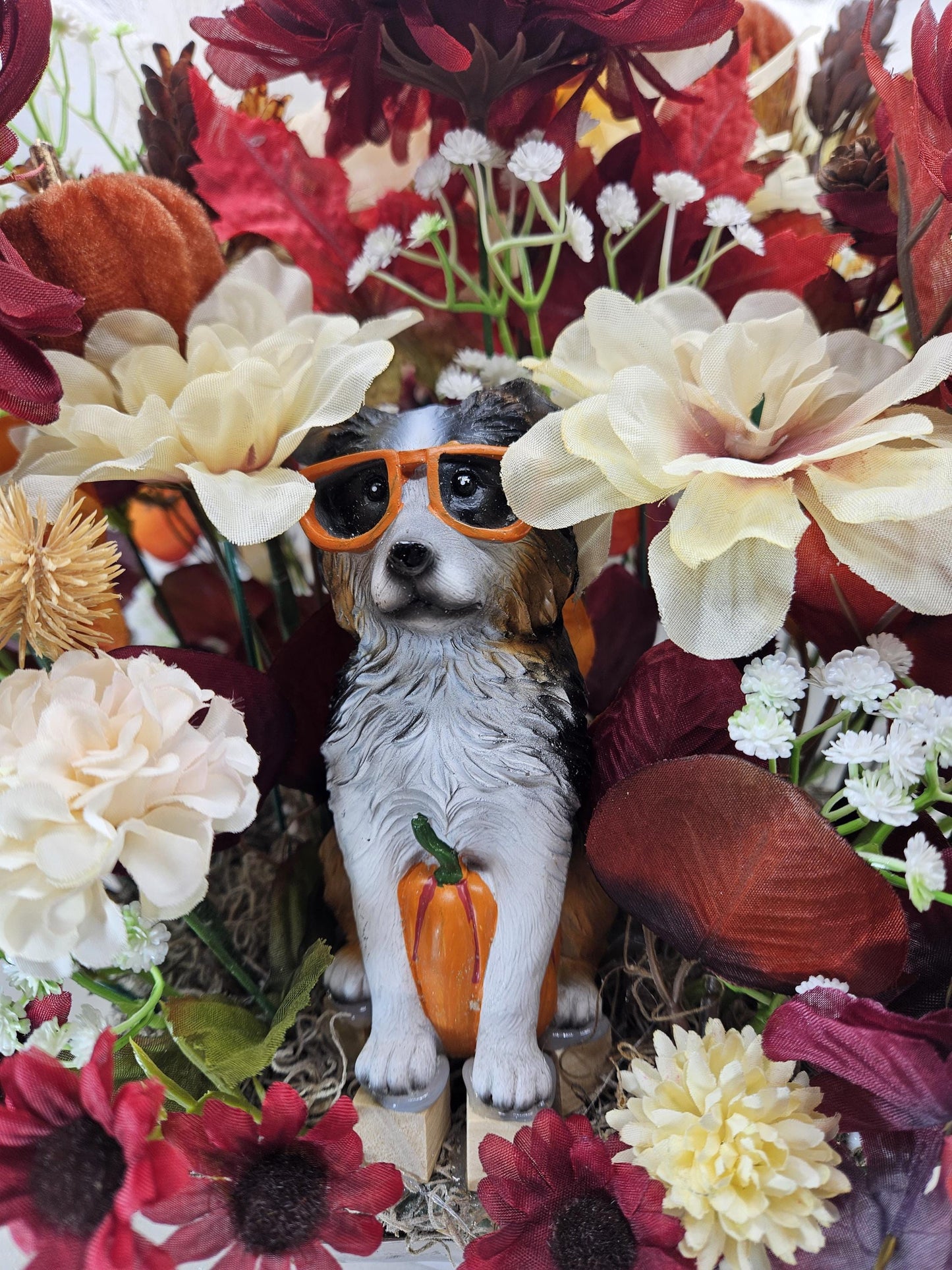 Dog in Pumpkin Centerpiece: Fall Floral Decor, Sunglasses Dogs